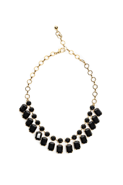 Złoty naszyjnik z czarnymi kryształami