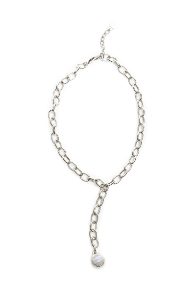 Długi naszyjnik z grubych ogniwek łańcucha pokrywany srebrem próby 925