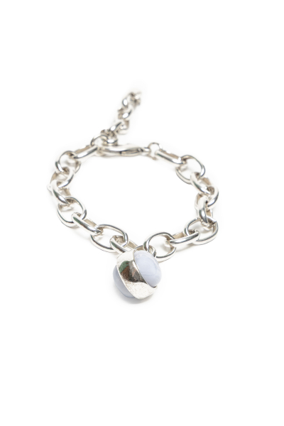 Bransoletka z grubych ogniwek łańcucha pokrywany srebrem próby 925