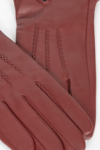 Skórzane rękawiczki w kolorze burgundowym