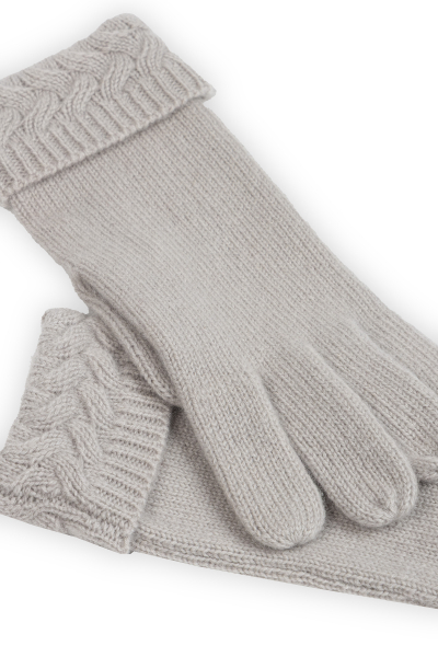 Rękawiczki z kaszmiru ozdobione warkoczowym splotem