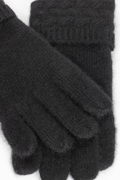 Krótkie czarne rękawiczki z kaszmiru