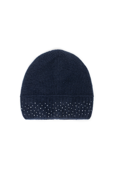 Granatowa czapka ozdobiona kryształkami