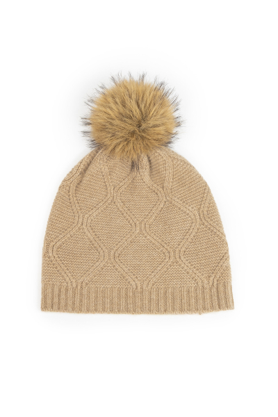 Czapka z kaszmiru z pomponem
