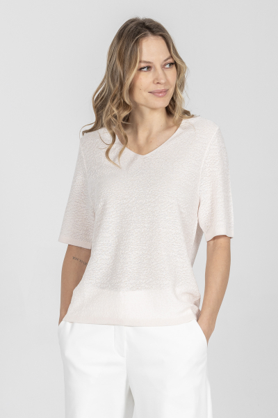Luźny sweter z dekoltem V z krótkim rękawem