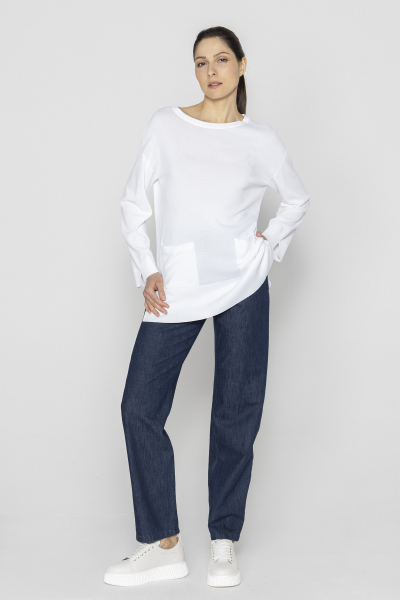  White long cardigan with front pockets