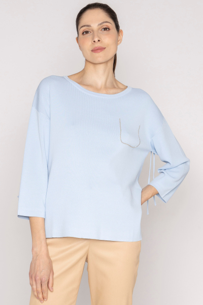 Loose-fit baby blue sweater with widened sleeves 