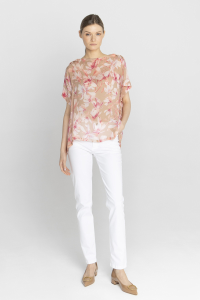 Zwiewna bluzka w print w magnolie