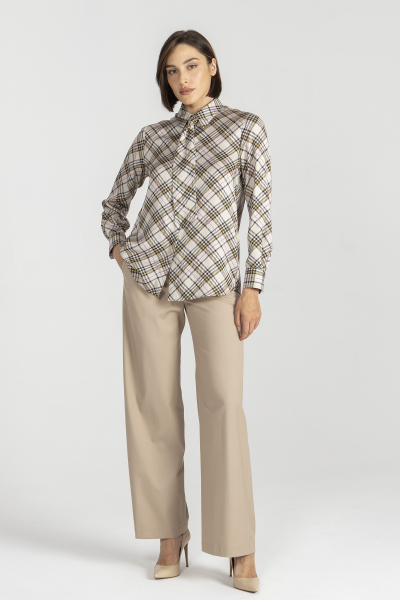 Koszula w beżowo-brązową kratkę 