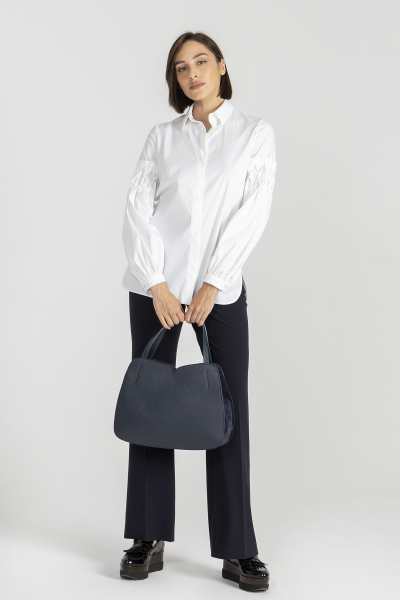 ORO: Biała koszula ze zdobieniem na rękawach