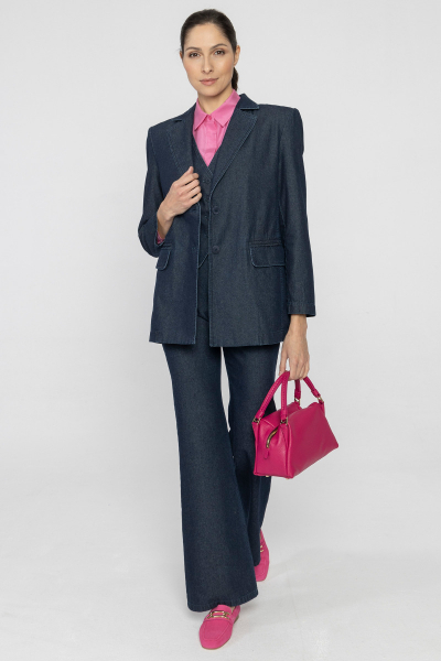 Navy blue denim straight leg trousers 