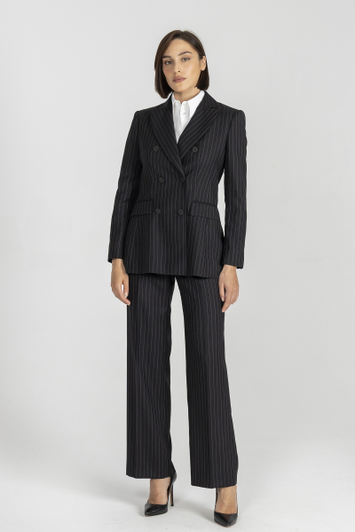 Black pants with white stripes