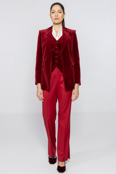 Burgundy straight leg trousers