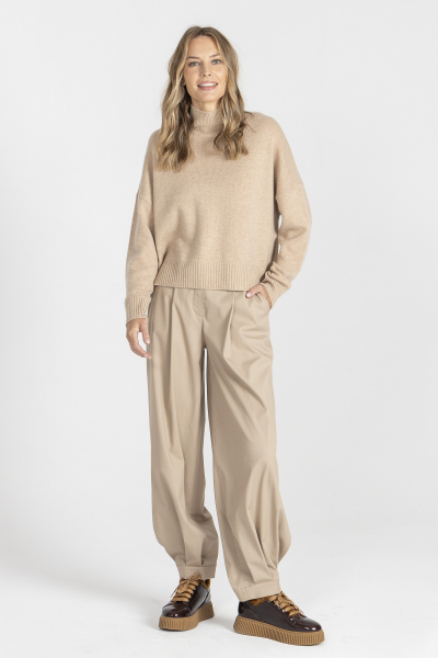 Beżowe spodnie z mankietem