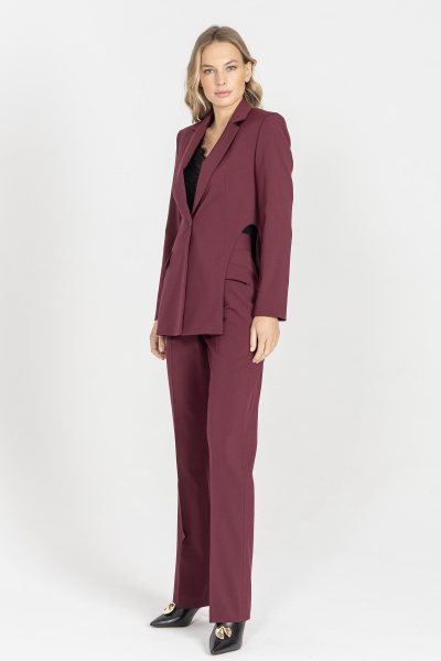 ORO: Spodnie w odcieniu burgundowym