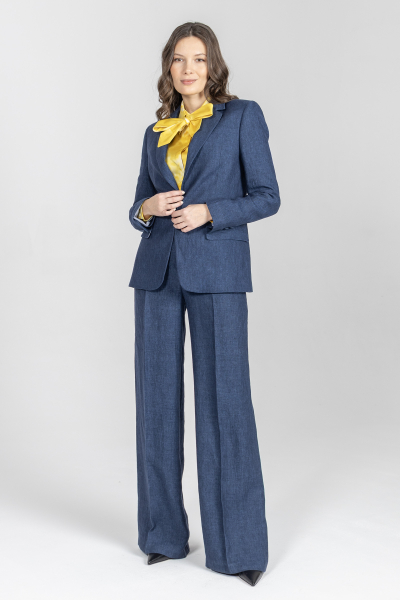 Granatowa marynarka z grubego lnu