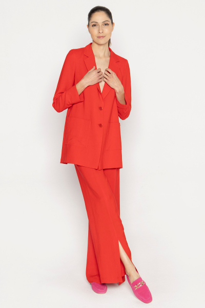 Wide red slit-leg trousers 