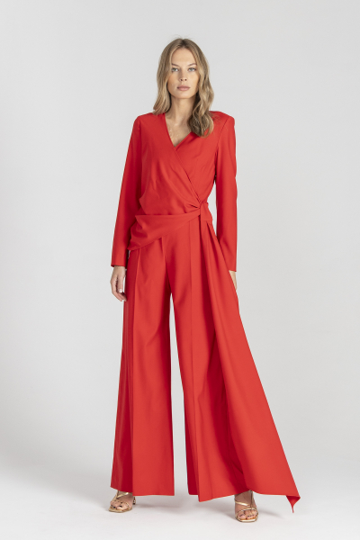 Elegant red tie-waist jumpsuit