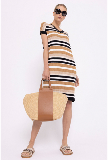 Short striped knitted dress 