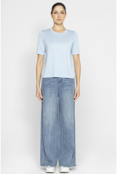 Denim-Hose mit weitem Bein