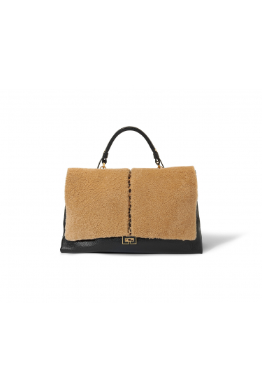 Black bag with camel-coloured wool finish