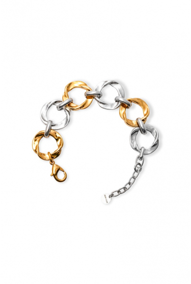 Bracelet with large gold and silver links