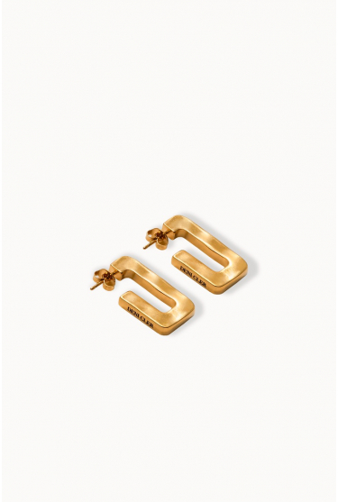 Rectangular gold-coloured earrings