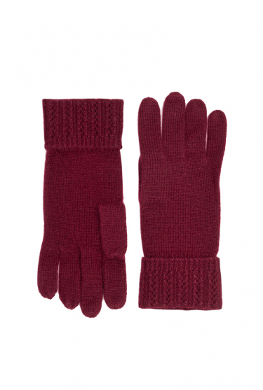 Maroon knitted cashmere gloves 