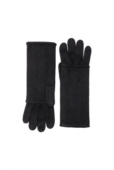  Black knitted cashmere gloves