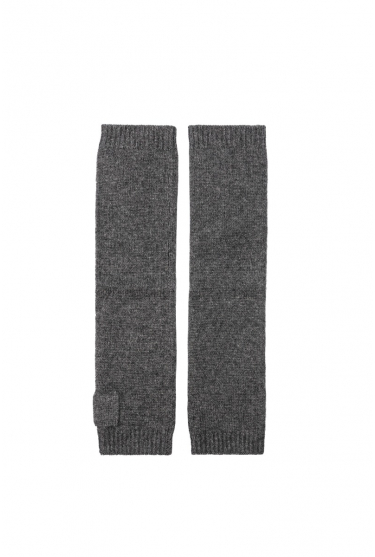 Grey knitted cashmere fingerless gloves