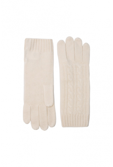 Ecru knitted cashmere gloves