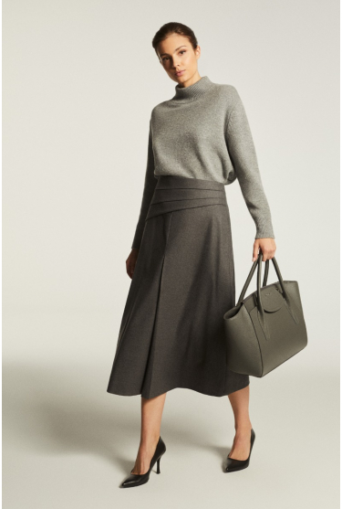 Grey skirt with decorative yoke