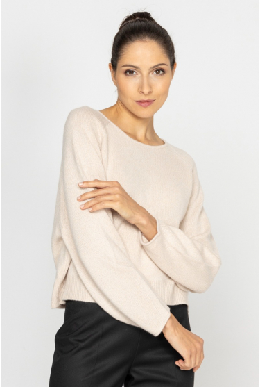  Beige cashmere jumper with shiny thread