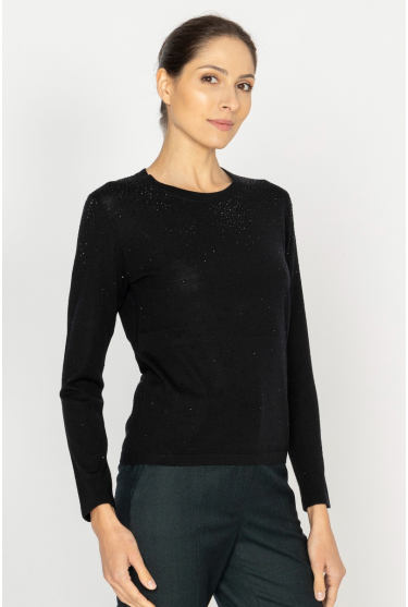 Black wool and cashmere jumper