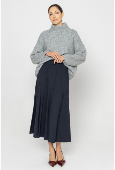 Navy blue flared skirt