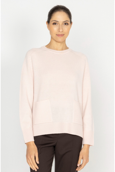 Pastel pink jumper with patch pockets