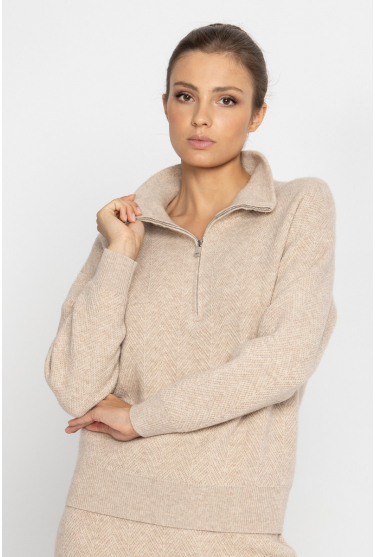 Beige wool and cashmere jumper 