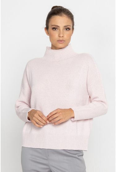 Pink roll neck with ribbing