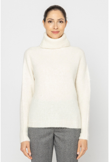 Classic white soft roll neck