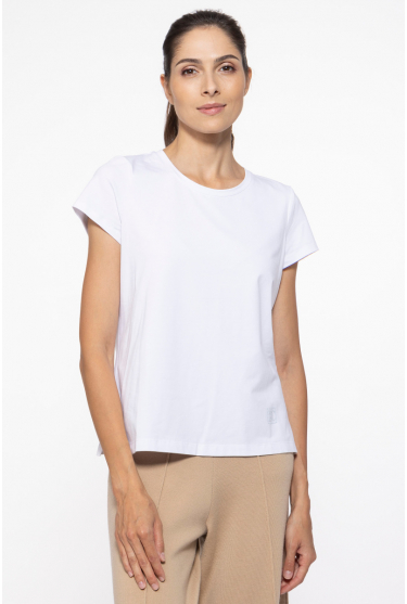 Biały klasyczny t-shirt z dekoltem pod szyję