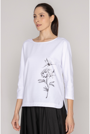 Biała bluza z kwiatowym nadrukiem