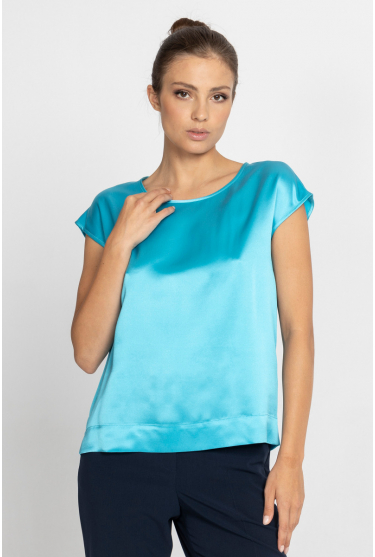 Turquoise silk top 