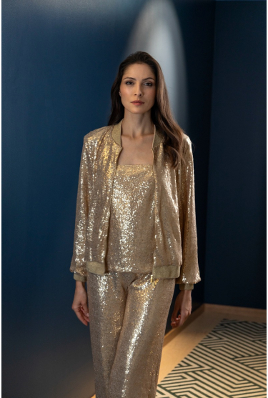 Gold evening sequined top