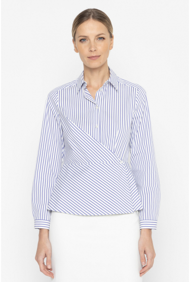 Popelinowa koszula w biało-niebieskie paski