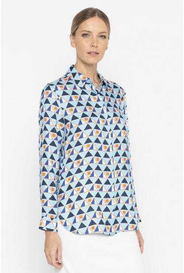 Klassisches Hemd aus Viskose mit grafischem Muster