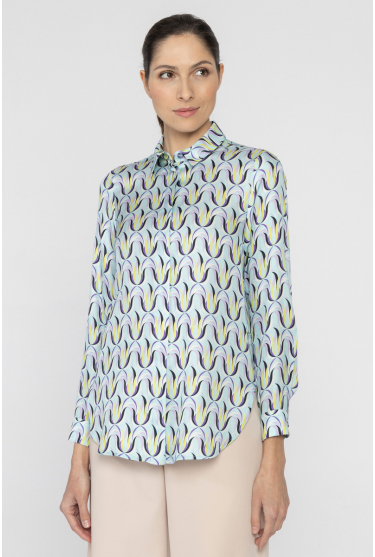 Koszula w kolorowy print w pastelowych odcieniach