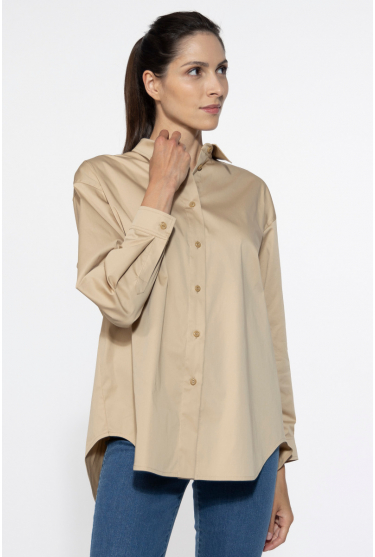 Beige shirt with extended back