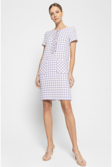 Dress with white and purple checks