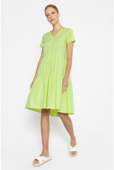 Limonengrünes Kleid mit kurzen Ärmeln