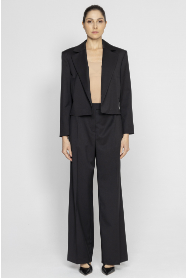  Black elegant wide-leg trousers